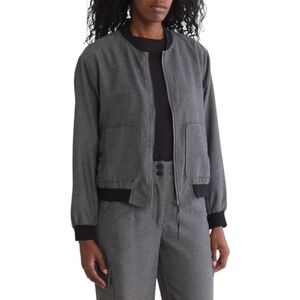 Democracy Medium Bomber Jacket Coat Lightweight Gray Black Zip Front
